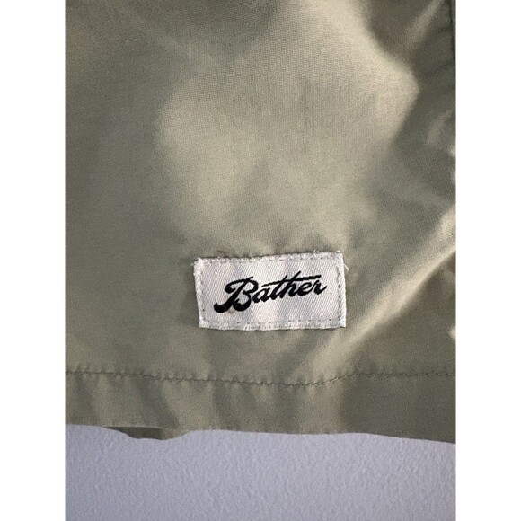 Bather Swim Trunks Shorts Mens Medium Olive Green Drawstring Liner Pool Beach - Picture 4 of 16